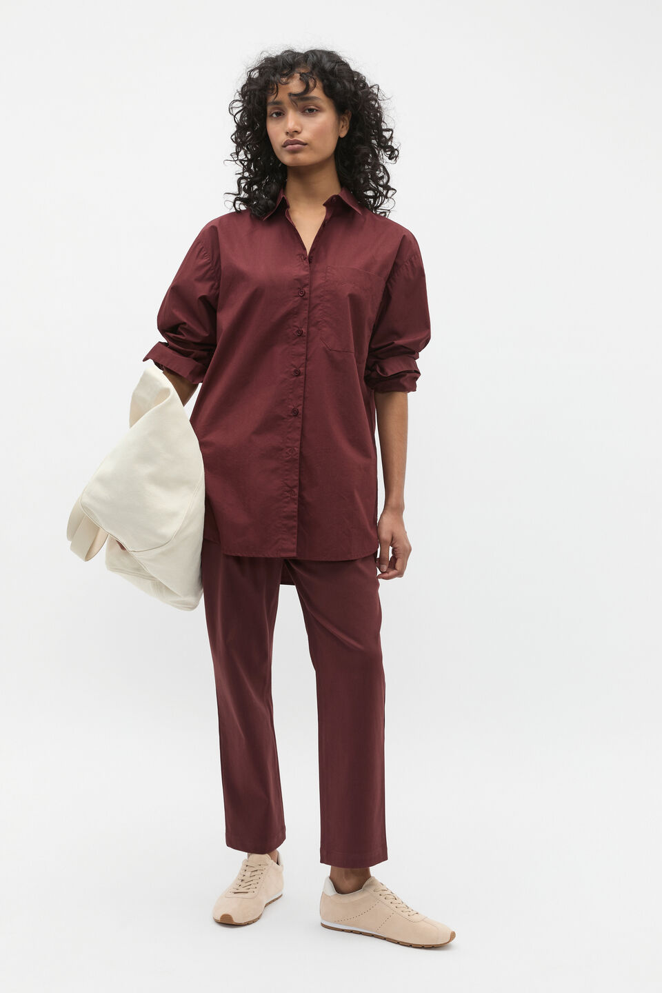 Tapered Leg Pleat Front Pant  Merlot