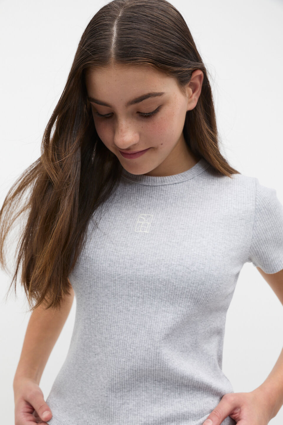 Core Logo Rib Tee  Cloud Grey Marle