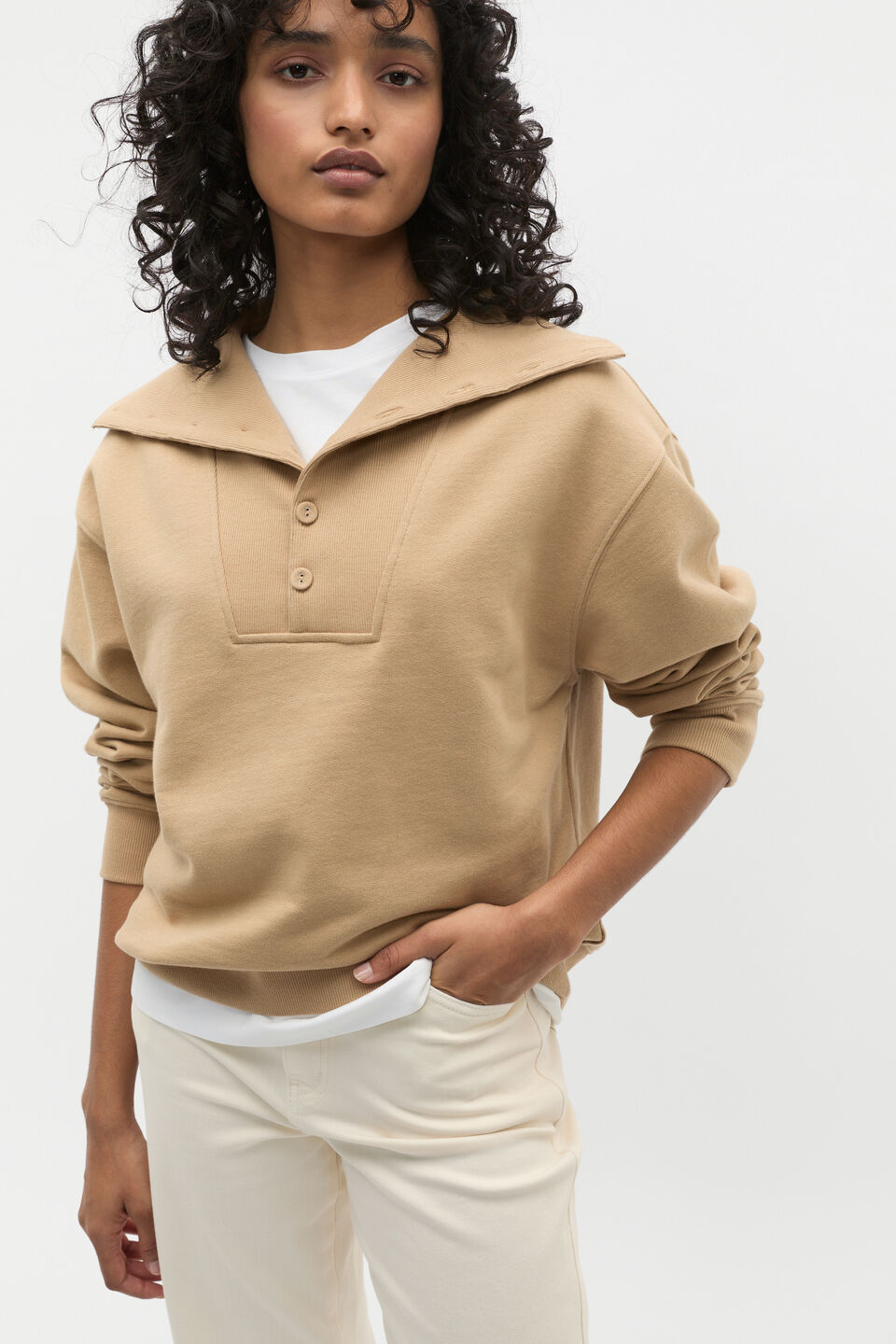 Collared Terry Sweat  Rye