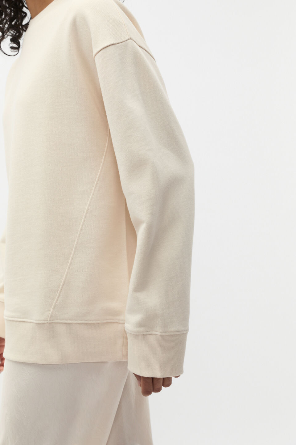 Longline Crew Neck Sweat  Coconut Cream