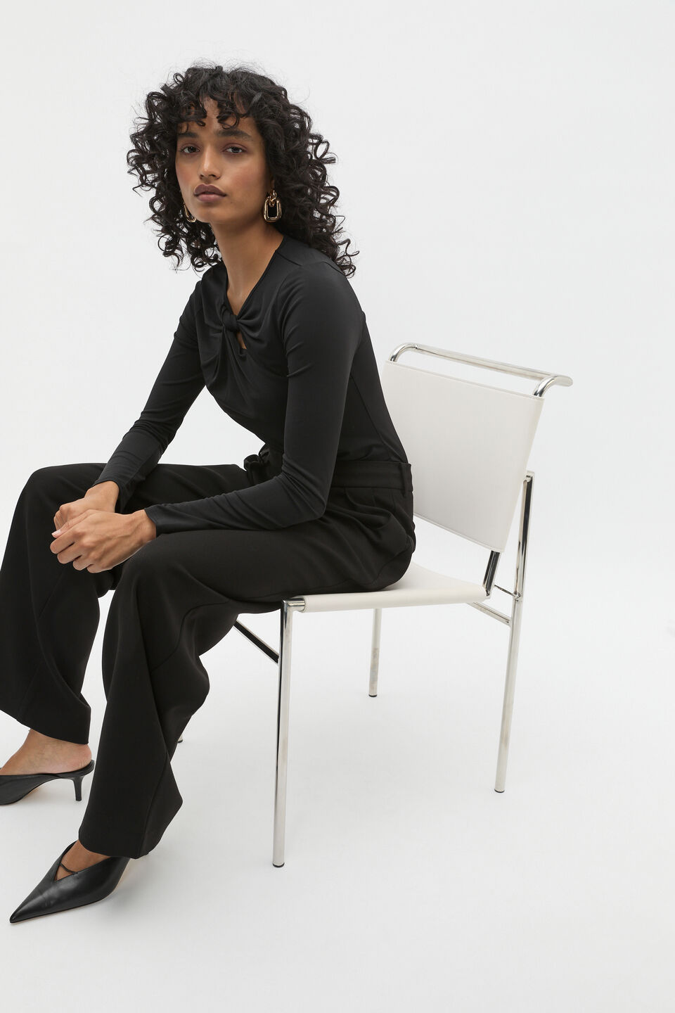 Twist Detail Layering Top  Black