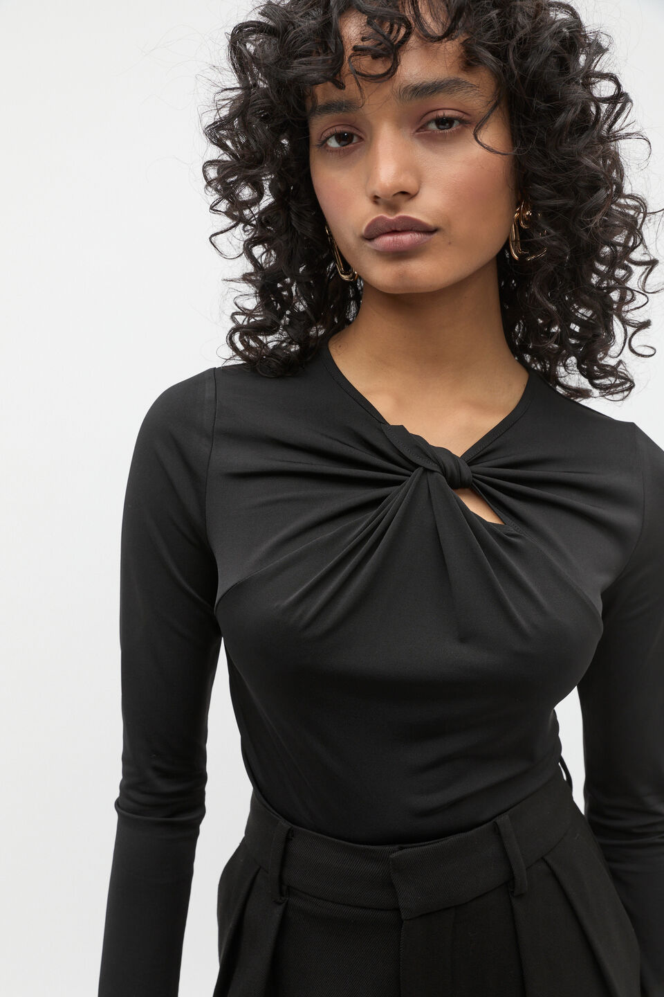 Twist Detail Layering Top  Black