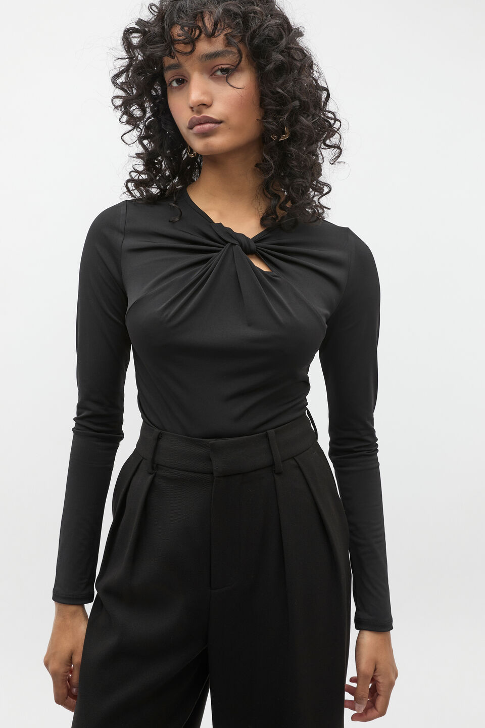 Twist Detail Layering Top  Black