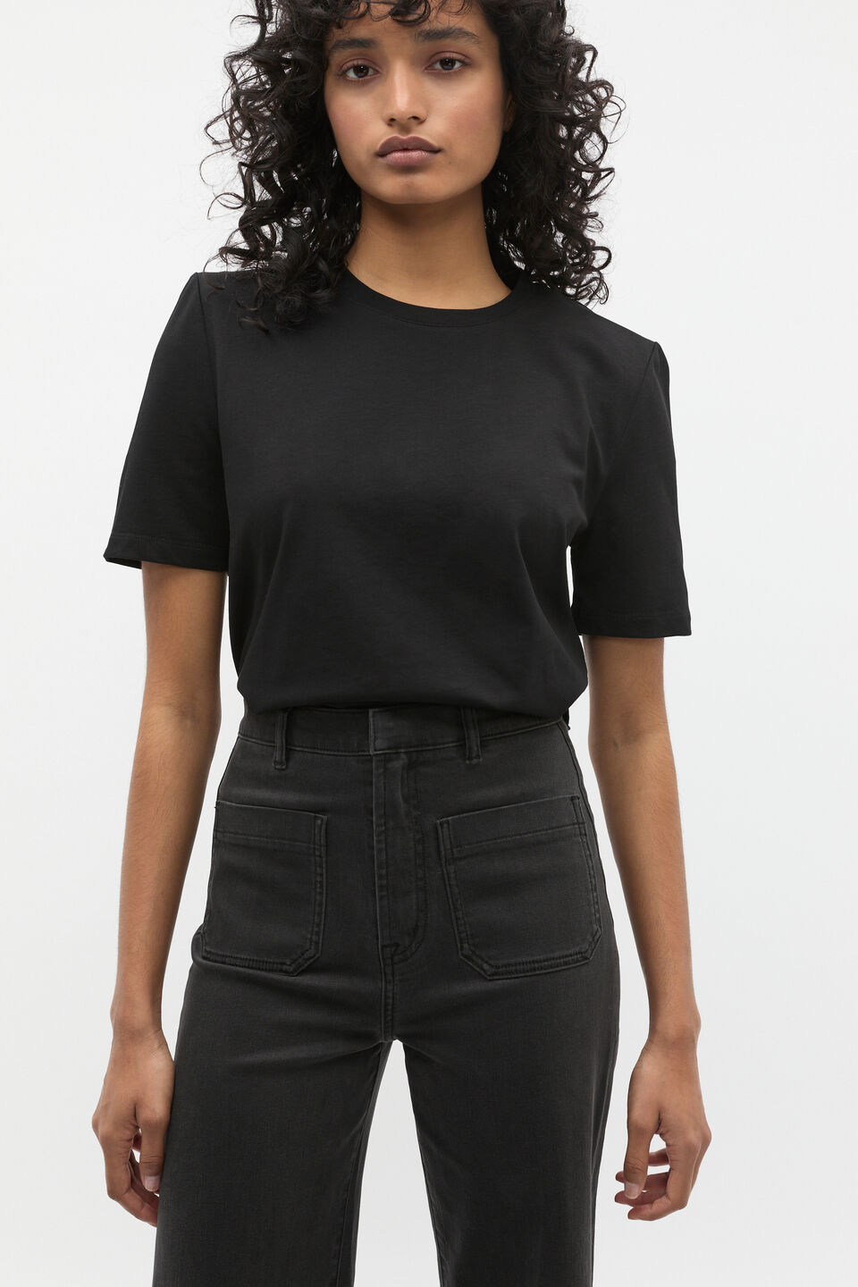 Structured Boxy Tee  Black