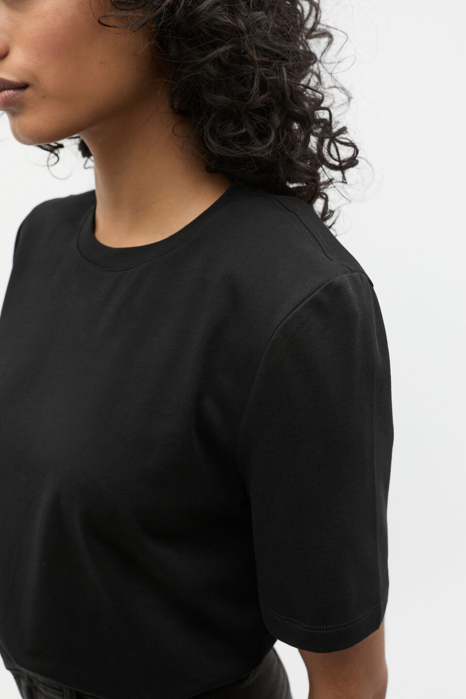 Structured Boxy Tee  Black