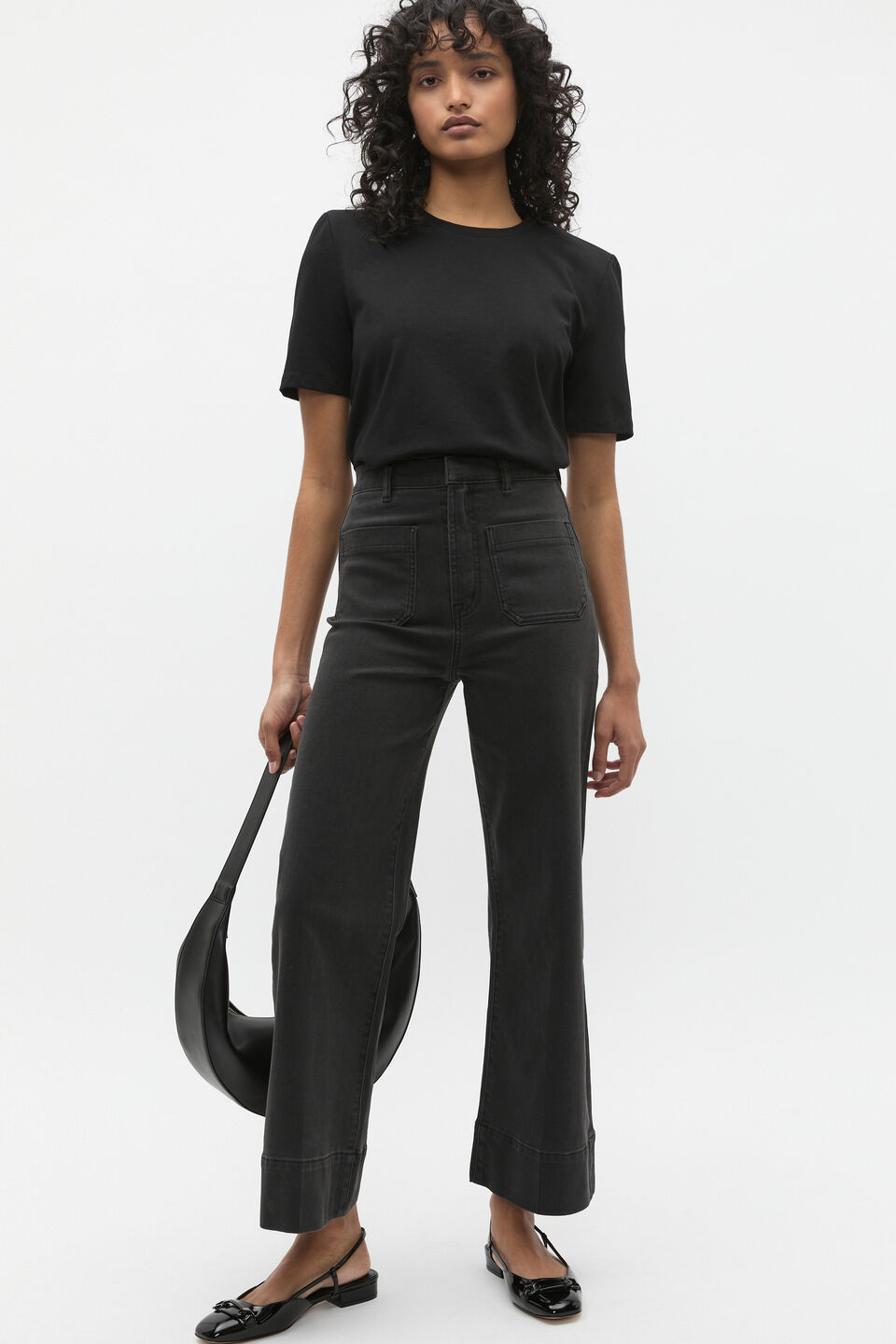 Structured Boxy Tee  Black