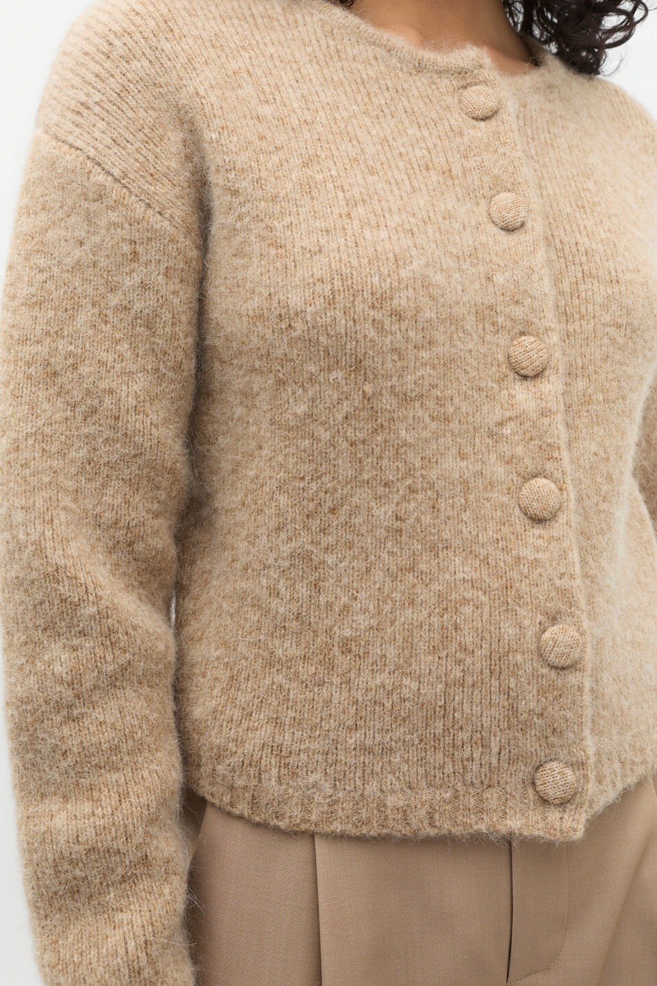 Lofty Cropped Button Cardigan  Rye Marle