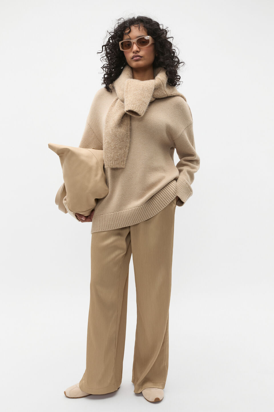Slouch Crew Neck Twist Knit  Rye Twist