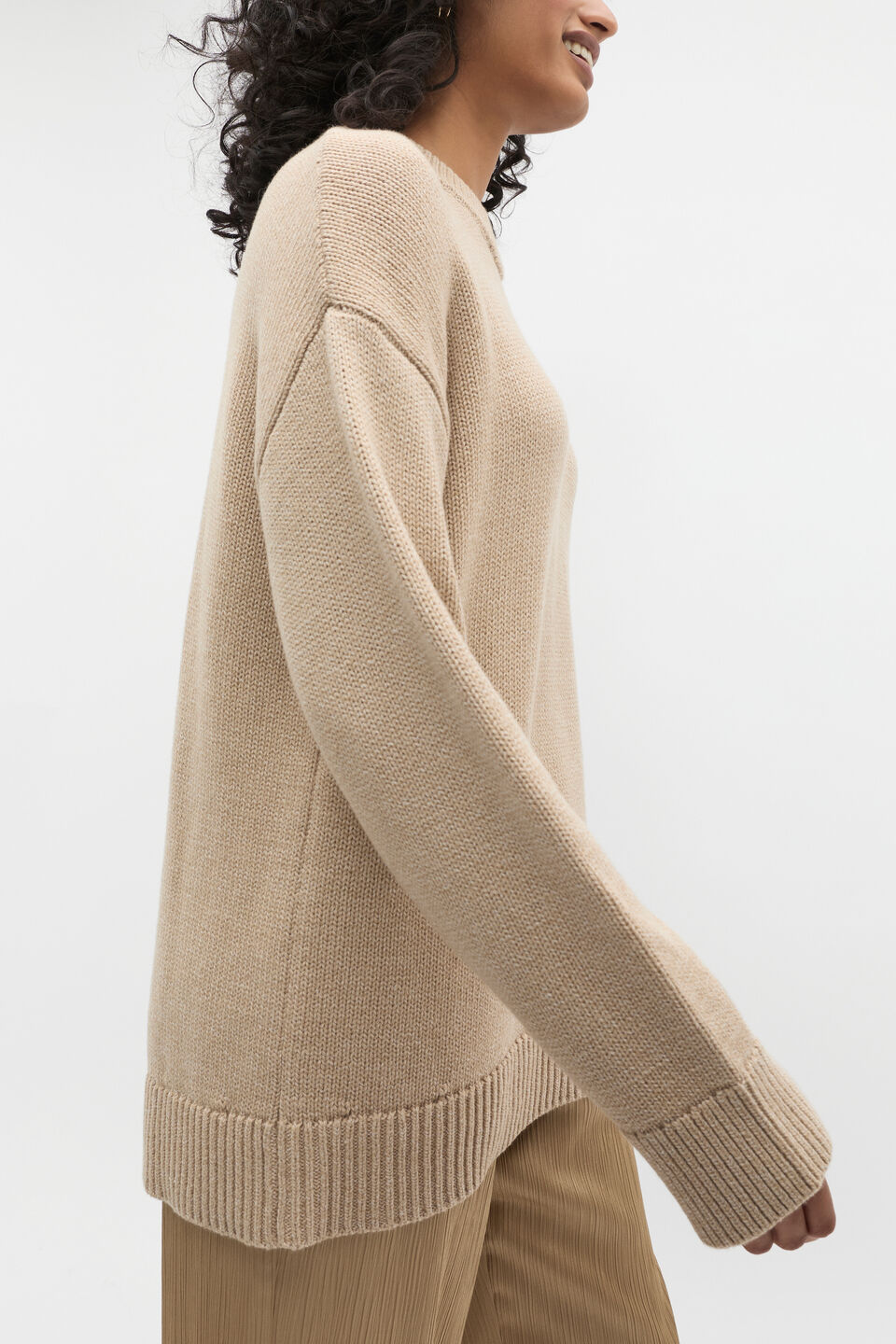 Slouch Crew Neck Twist Knit  Rye Twist