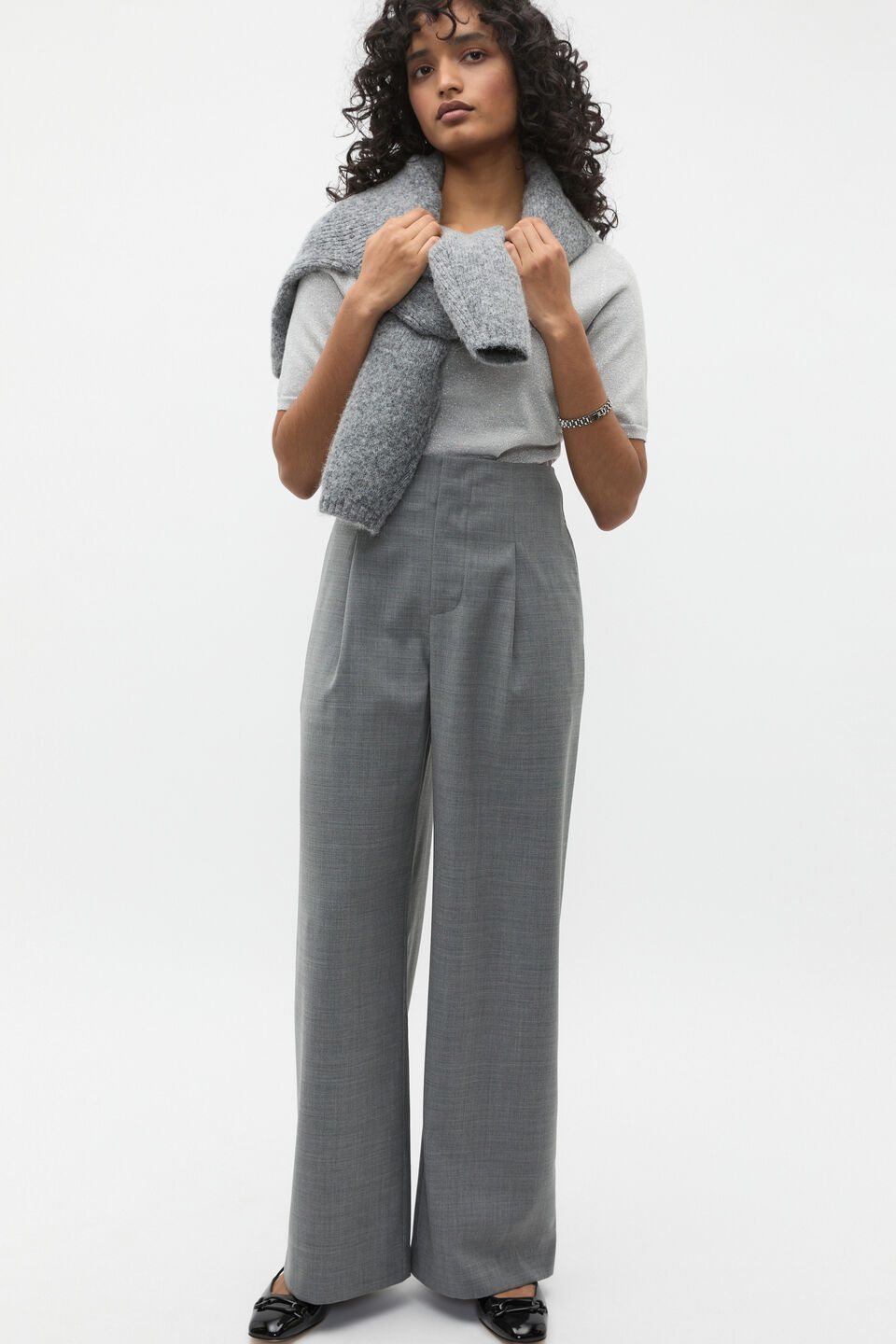 Lurex Knit Tee  Silver Lurex