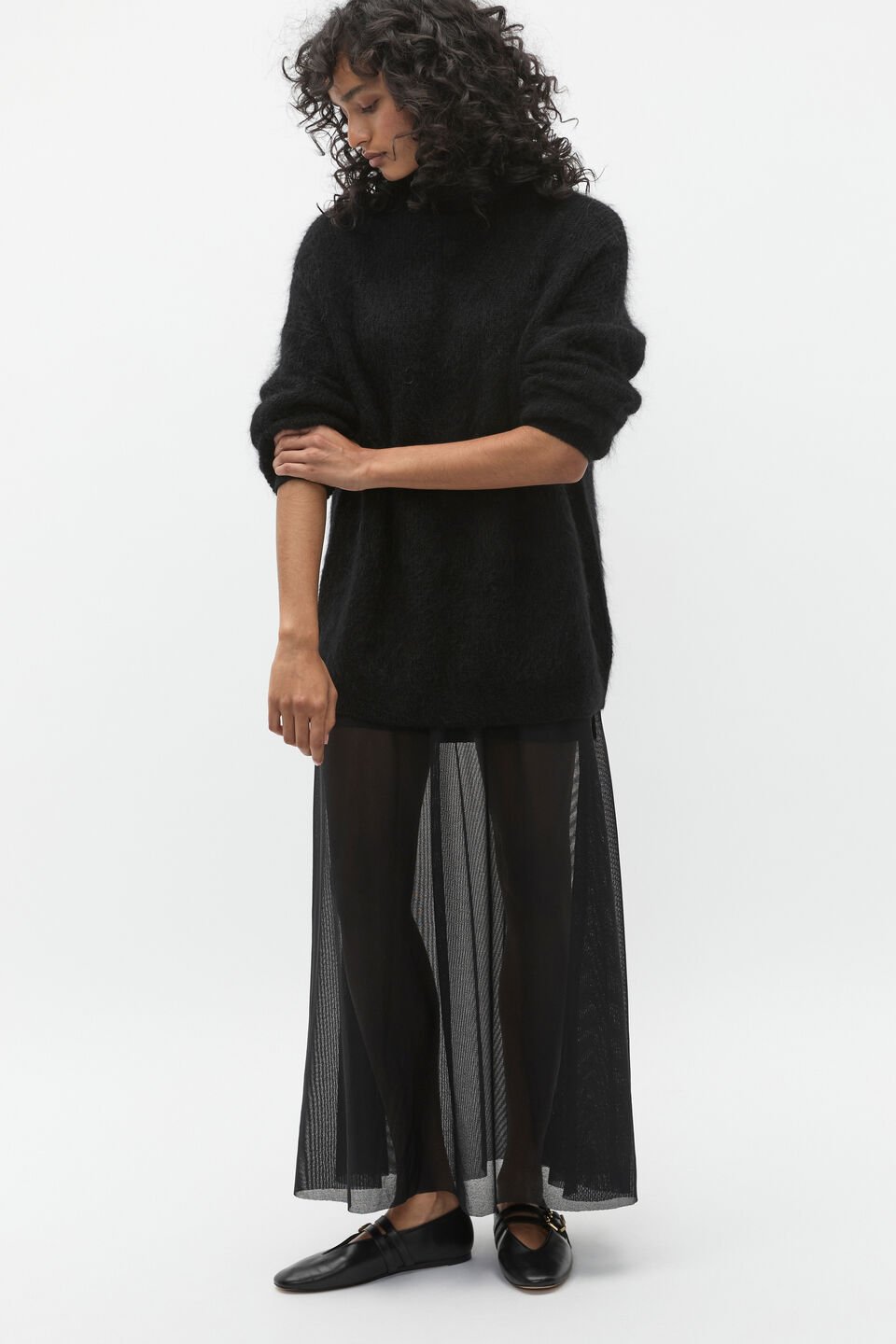 Sheer Layered Skirt  Black