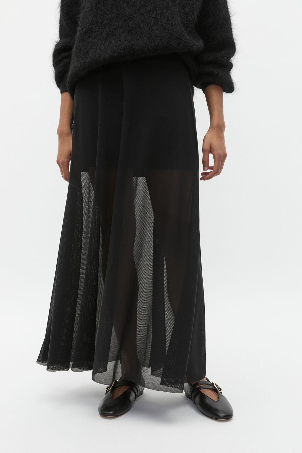 Sheer Layered Skirt  Black