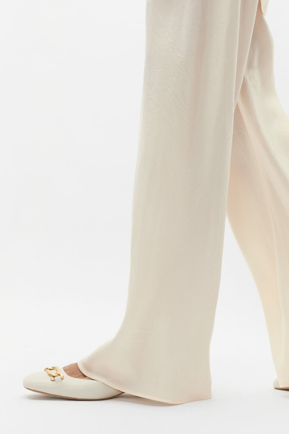 Crinkled Satin Pant  Coconut Cream
