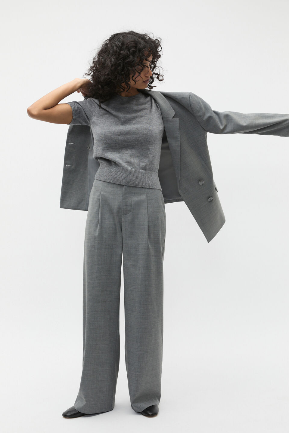 Crossdye Pleat Suit Pant  Wolf Crossdye
