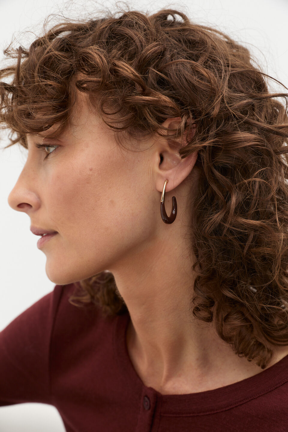 Enamel Teardrop Hoop  Merlot