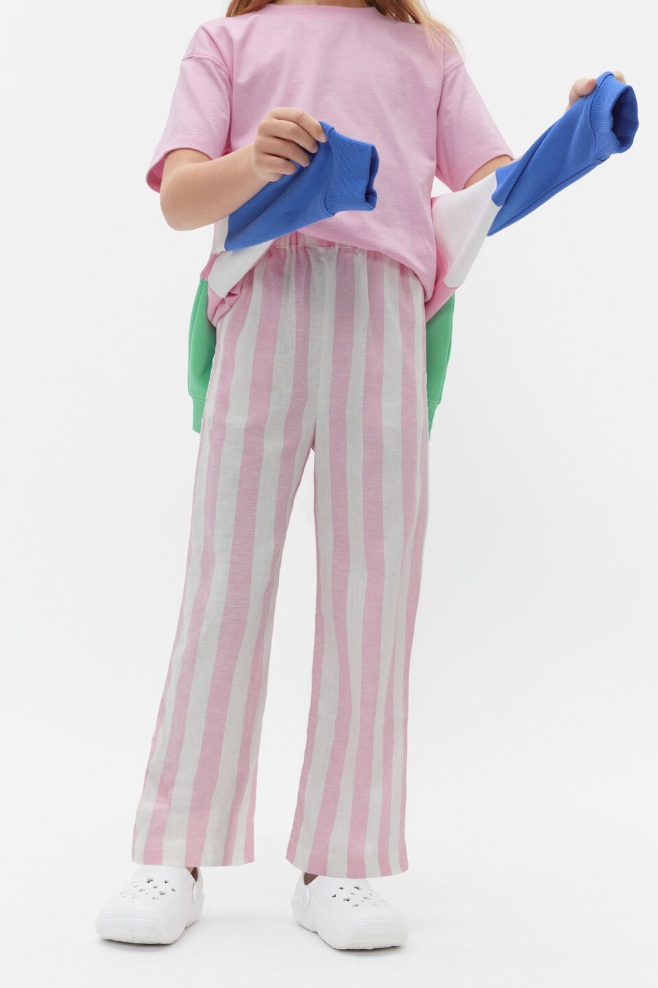 Stripe Pull On Pant  Candy Pink