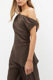 Linen Draped Shoulder Top  Dark Espresso  hi-res