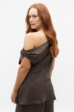 Linen Draped Shoulder Top  Dark Espresso  hi-res