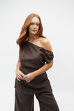Linen Draped Shoulder Top  Dark Espresso  hi-res