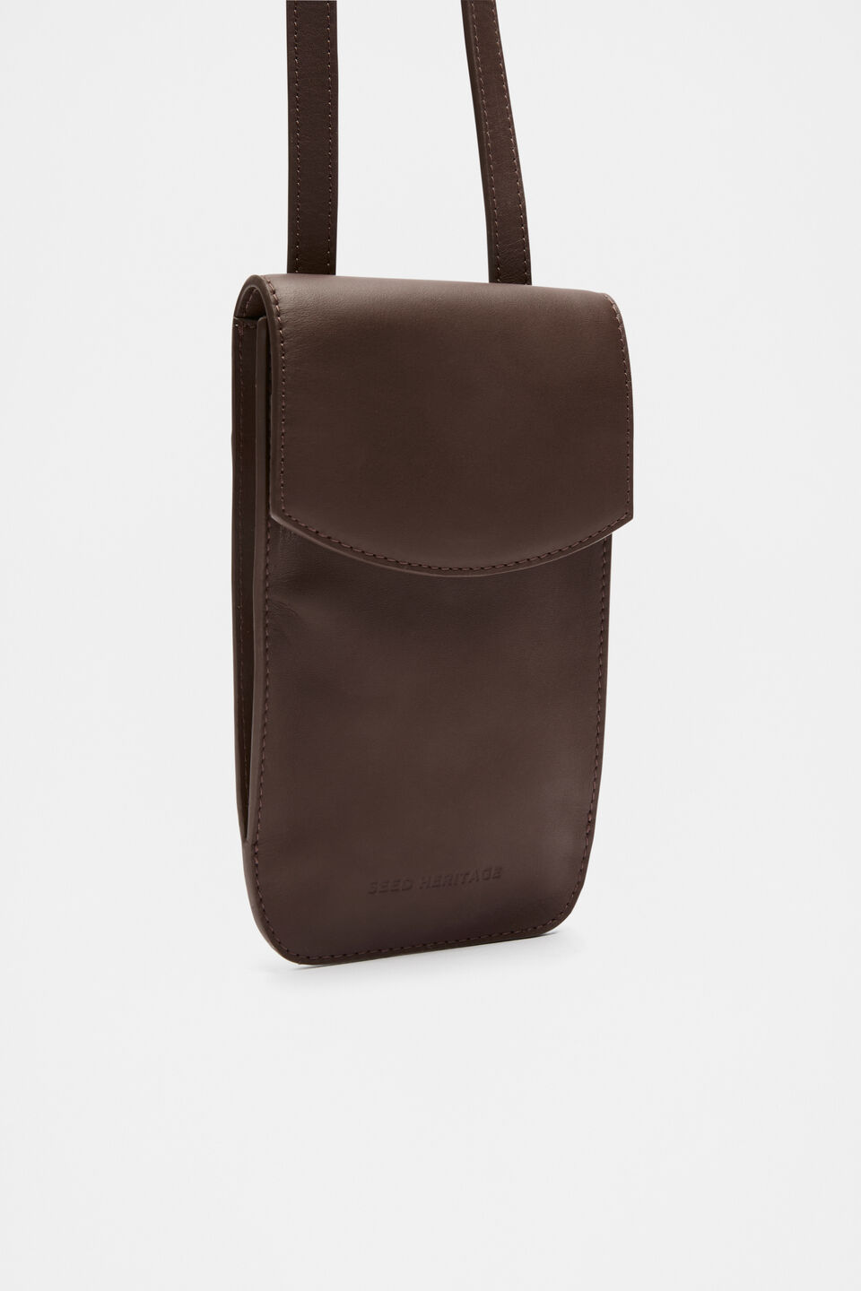 Leather Crossbody Phone Bag  Affogato