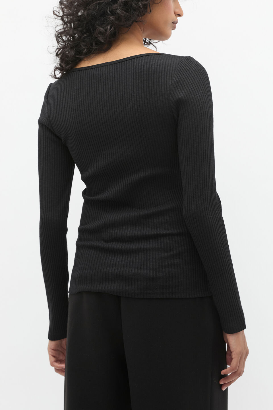 Sweetheart Neck Rib Top  Black
