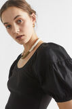 Poplin Scoop Neck Tee  Black  hi-res