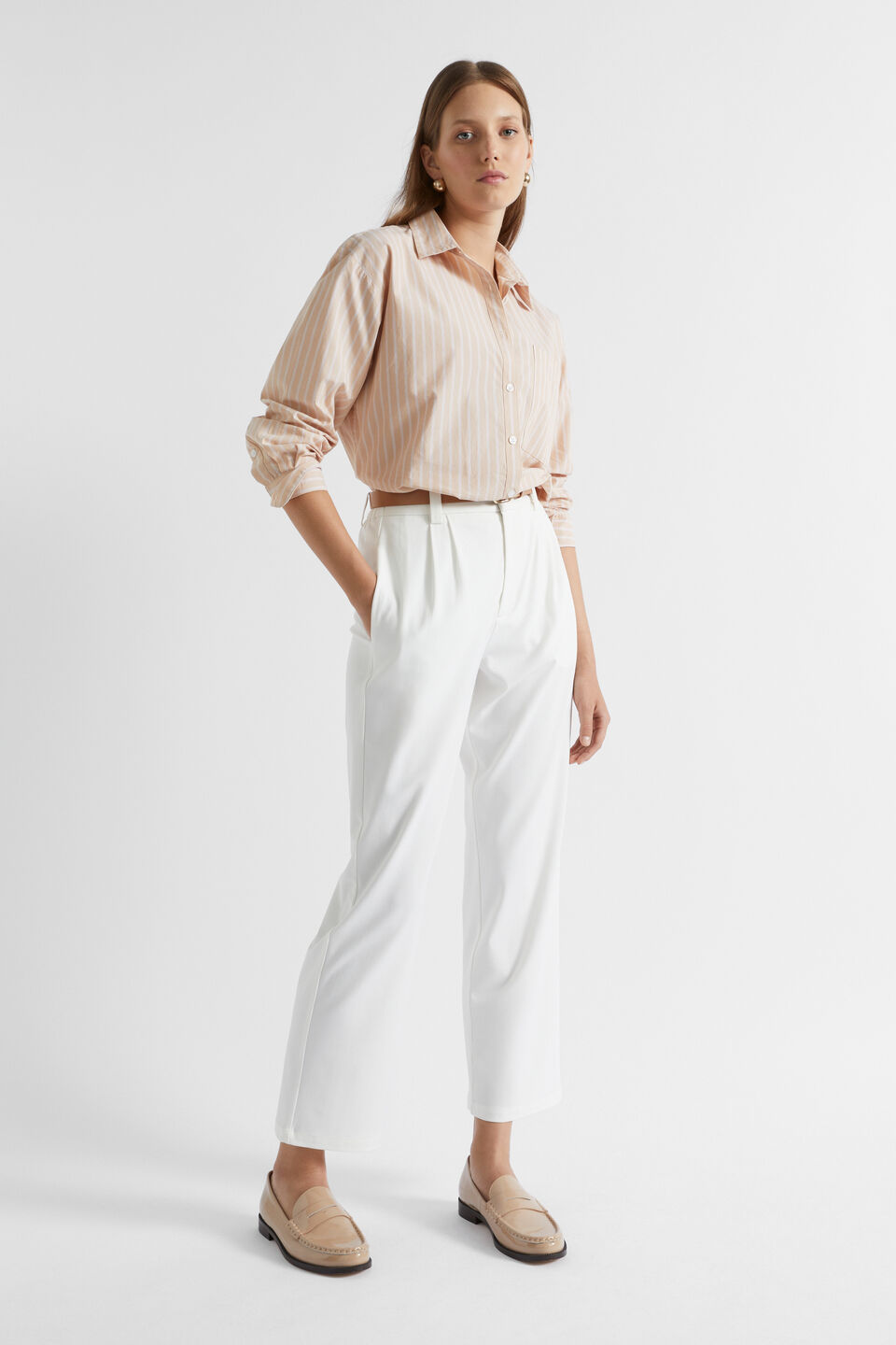 Pleat Front Pant  Cloud Cream