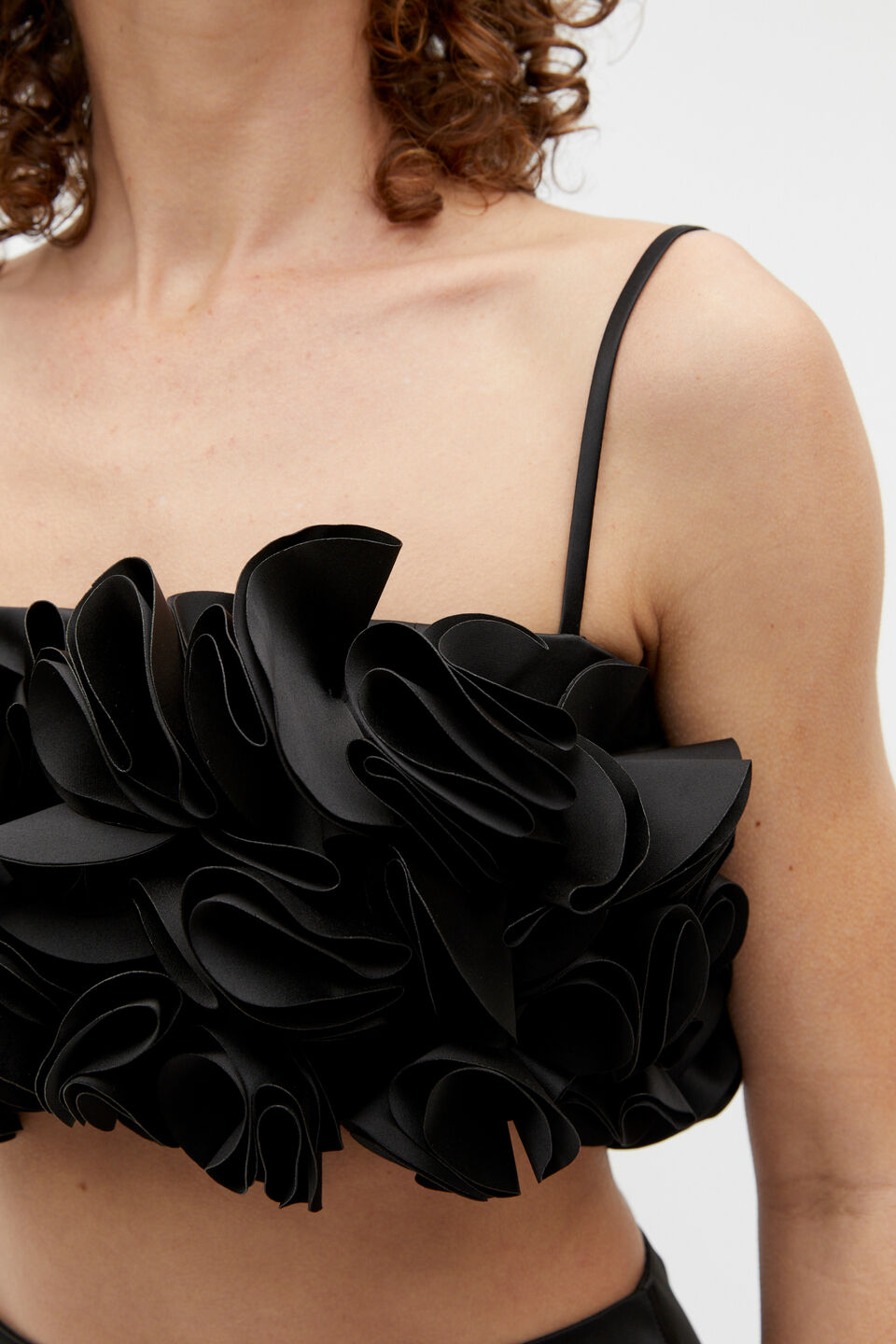 Sateen Rosette Bustier  Black