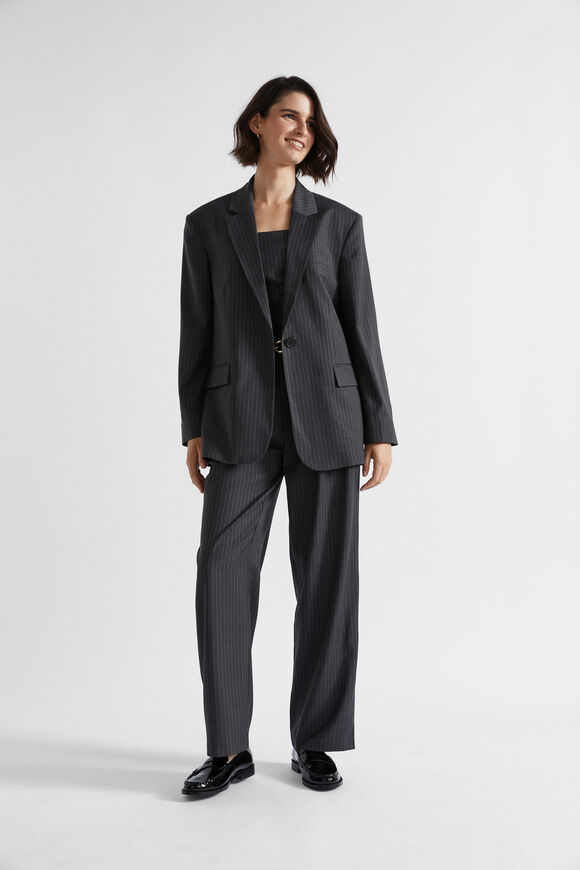 Wool Blend Pinstripe Blazer  Steel Pinstripe  hi-res