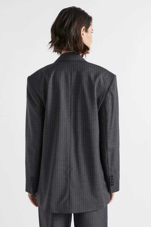 Wool Blend Pinstripe Blazer  Steel Pinstripe  hi-res