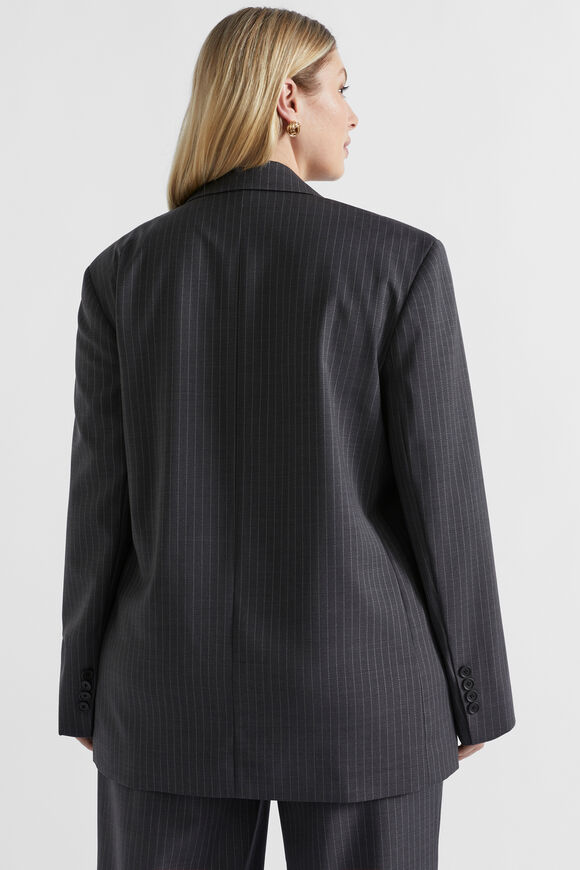 Wool Blend Pinstripe Blazer  Steel Pinstripe  hi-res