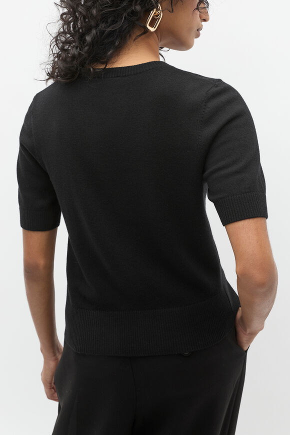 Merino Wool Crew Neck Tee  Black  hi-res