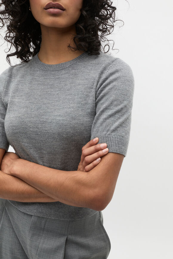 Merino Wool Crew Neck Tee  Wolf Marle  hi-res