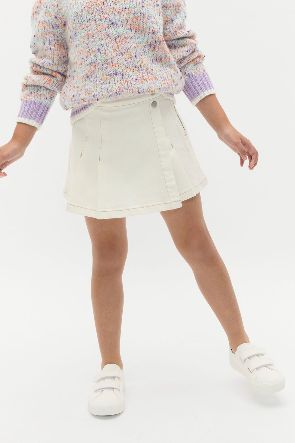 Pleat Denim Skort  Canvas Wash