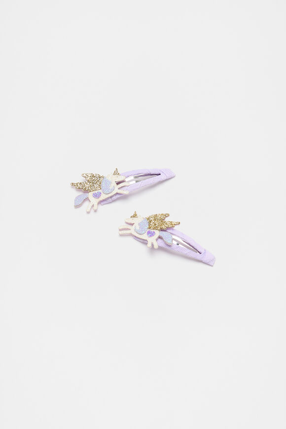 Glitter Unicorn PU Snaps  Lavender  hi-res