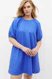 Linen Puff Sleeve Mini Dress  Deep Ocean  hi-res