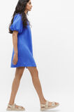 Linen Puff Sleeve Mini Dress  Deep Ocean  hi-res