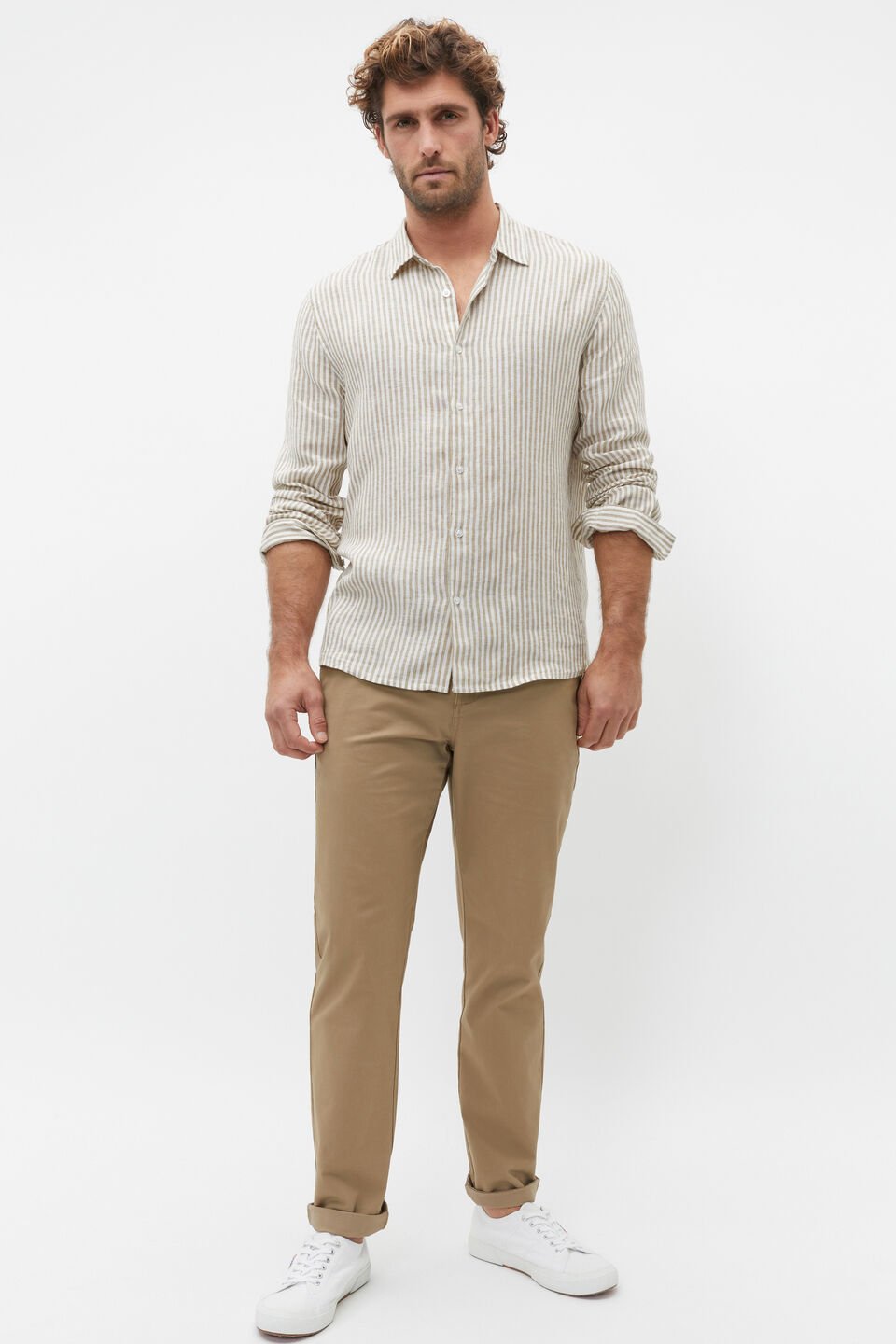 Linen Shirt  Sepia Stripe