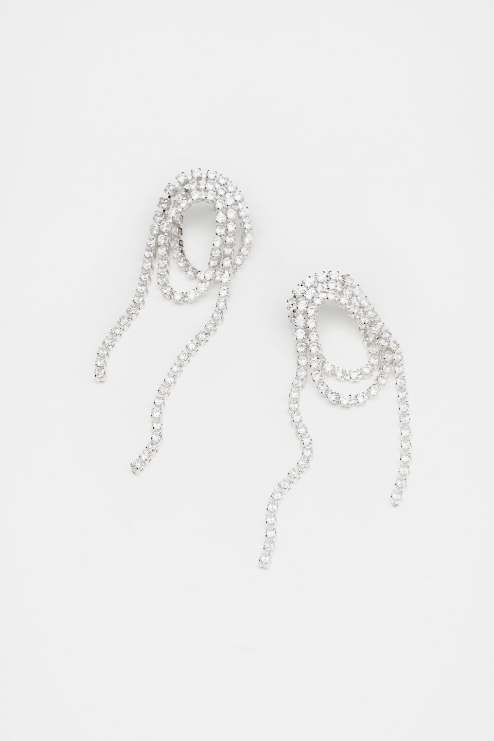 Crystal Looped Earring  Silver