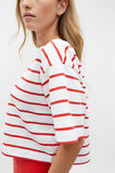 Boxy Boat Neck Tee  Strawberry Red Stripe  hi-res