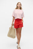 Boxy Boat Neck Tee  Strawberry Red Stripe  hi-res