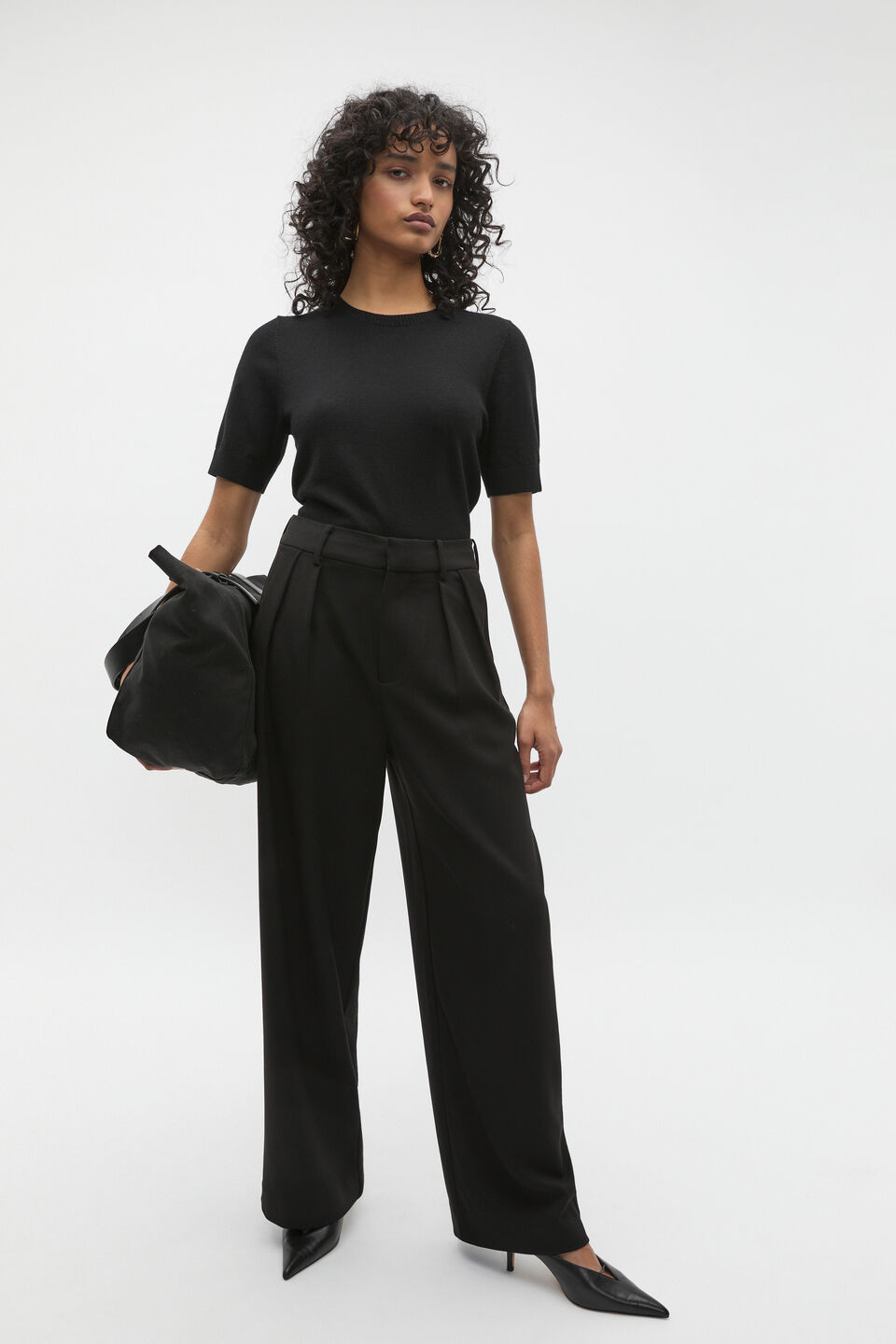 Merino Wool Crew Neck Tee  Black