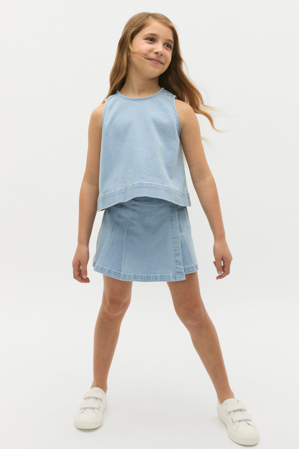 Denim Shell Top  Light Wash