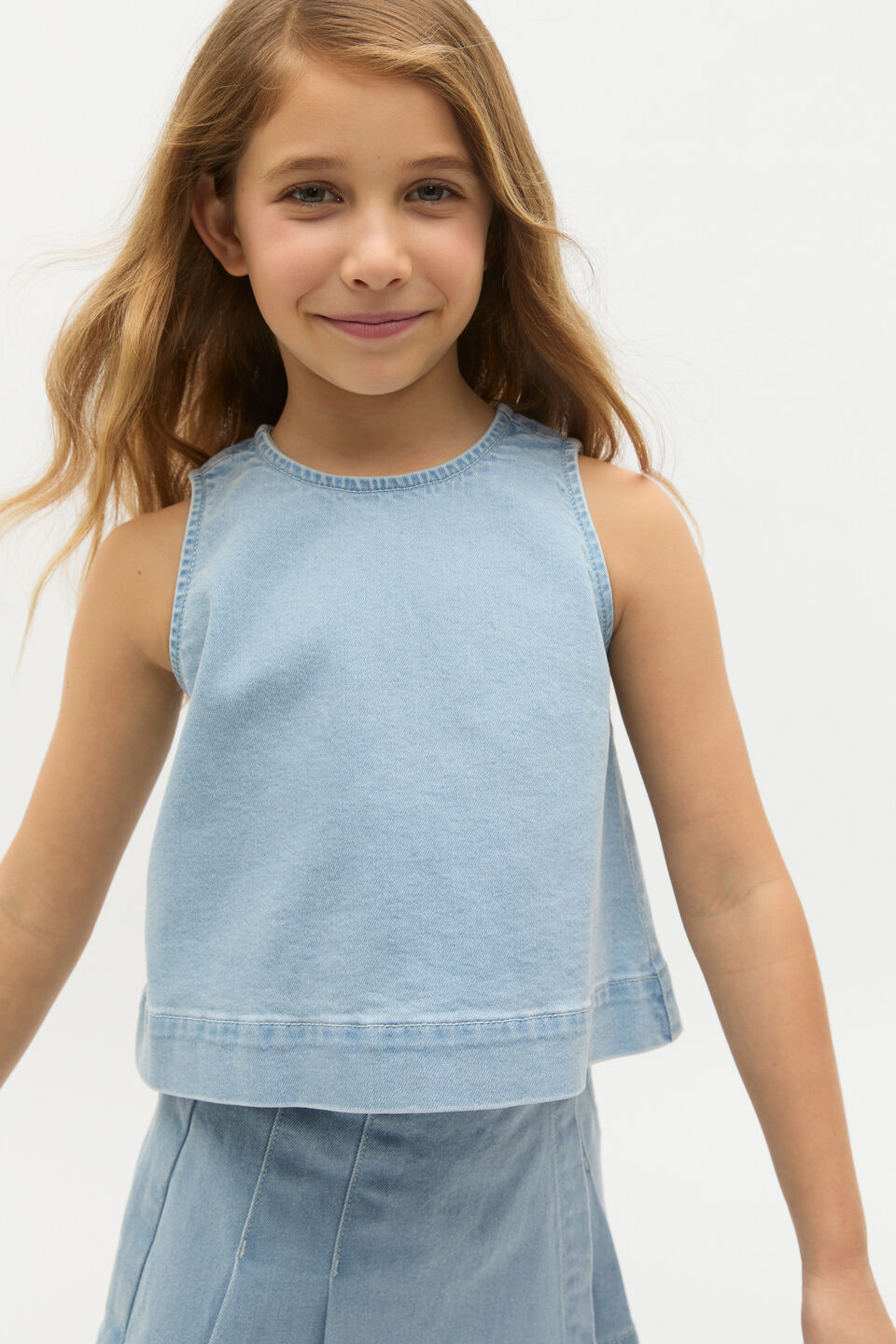 Denim Shell Top  Light Wash