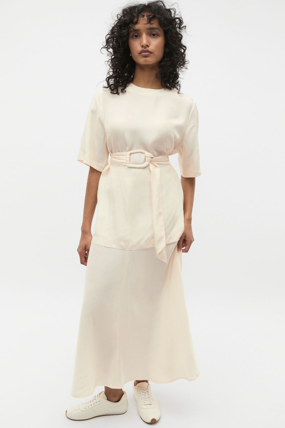 Crinkle Satin Skirt  Coconut Cream