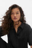 Textured Satin Short Sleeve Shirt  Black  hi-res