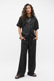 Textured Satin Short Sleeve Shirt  Black  hi-res