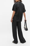 Textured Satin Short Sleeve Shirt  Black  hi-res