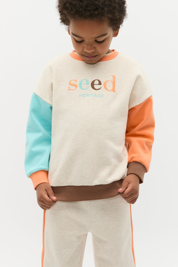 Colourblock Logo Sweat  Sand Marle  hi-res