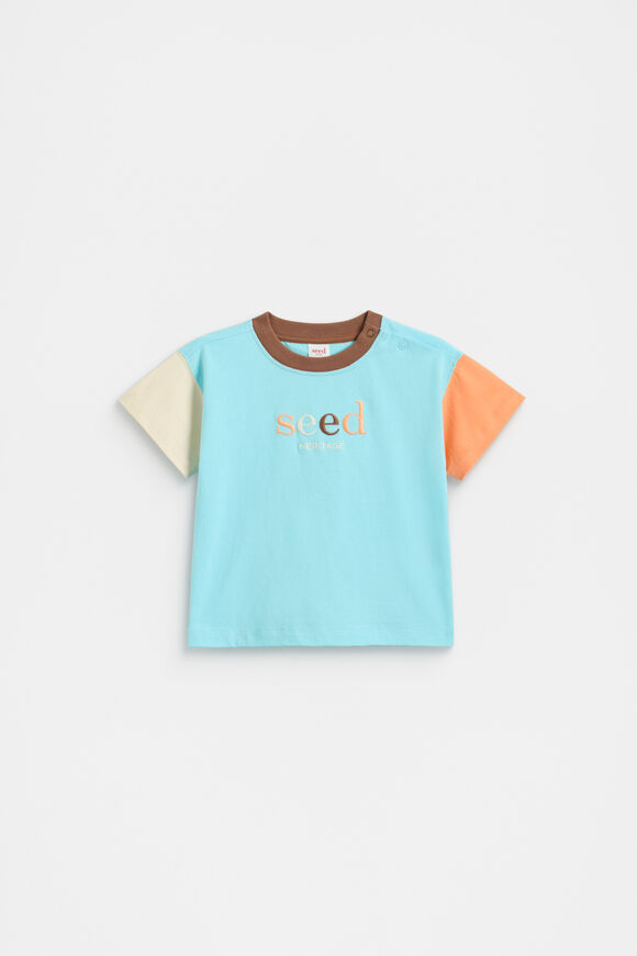 Colourblock Logo Tee  Ocean Blue  hi-res